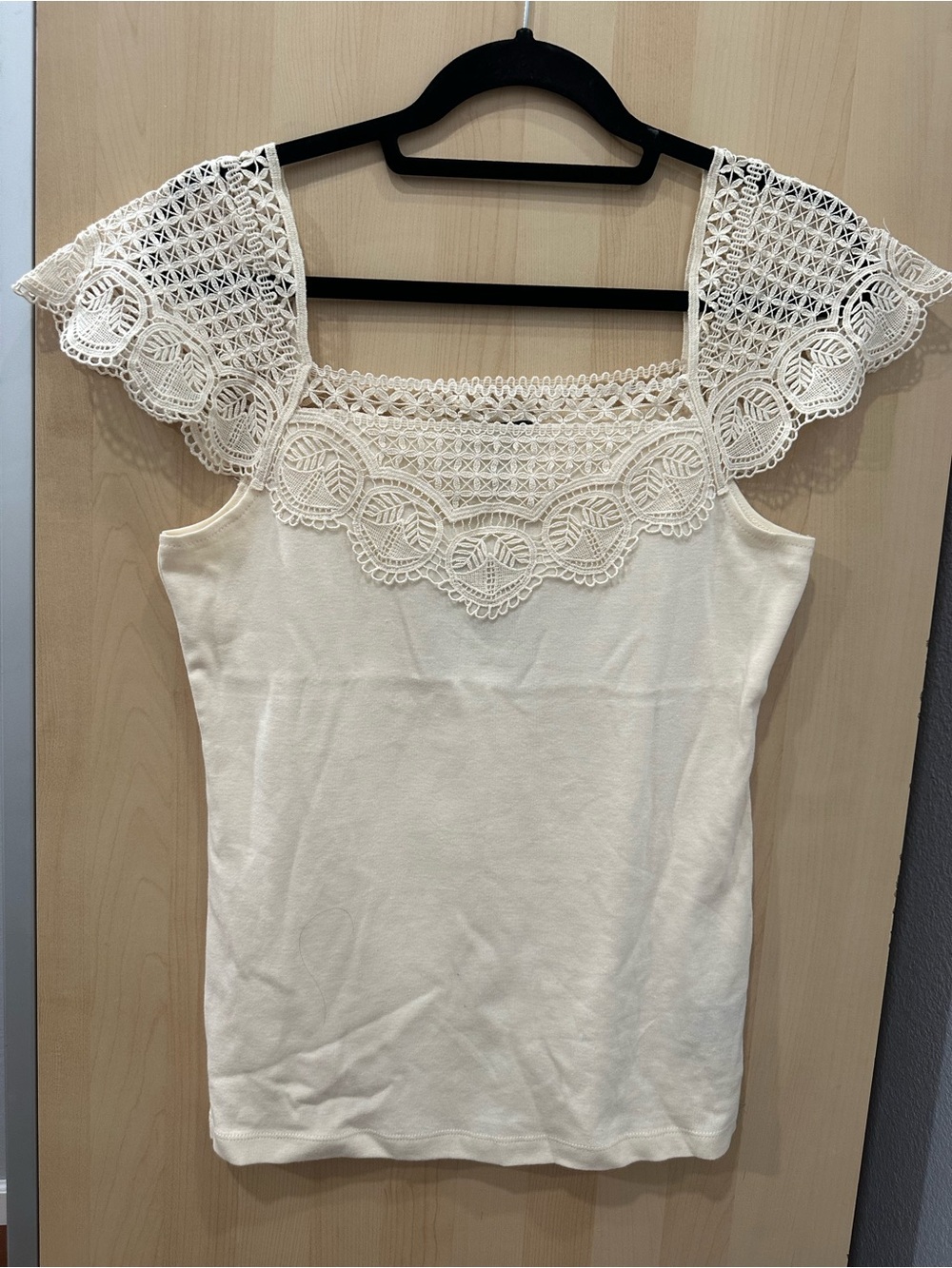 The LRL Lauren Jeans Co. Medium 100% Cotton crochet lace top NWT
